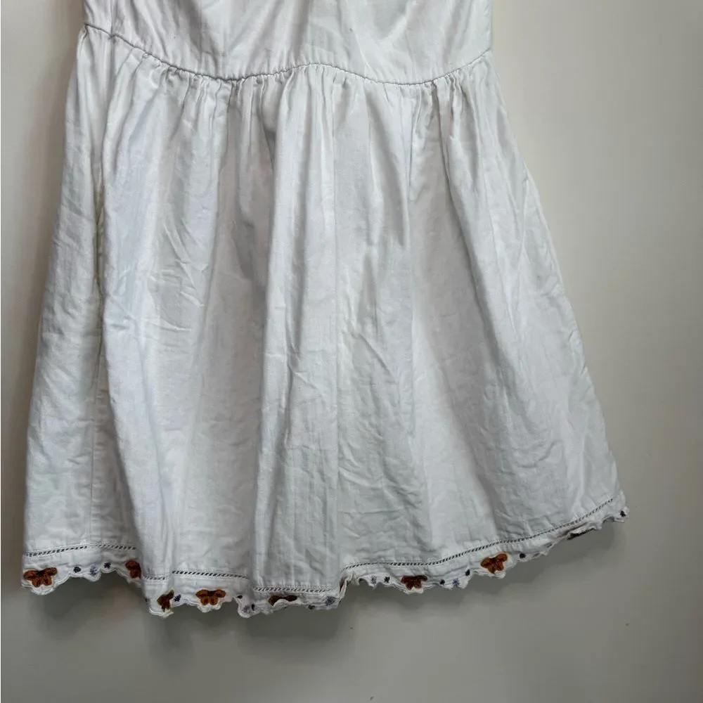 Free People White Mini Dress with Floral Embroidery Medium